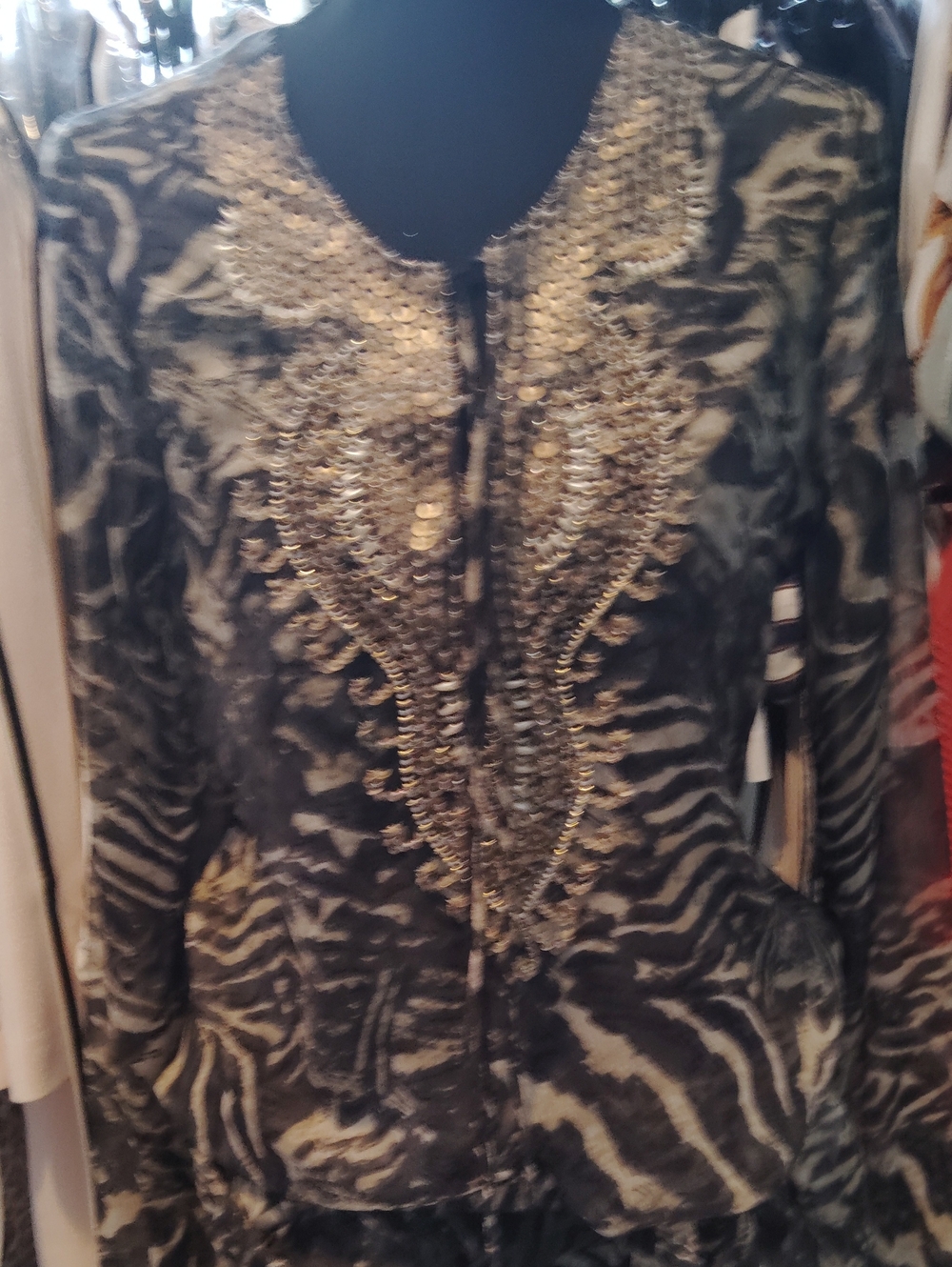 Cache Boho Chic Chiffon Beaded Top S $118 Like New